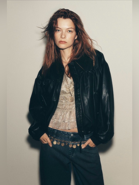 Anthropologie Jackets & Blazers - ✨ Anthropologie Faux Leather Crop Bubble Bomber Jacket Sz M